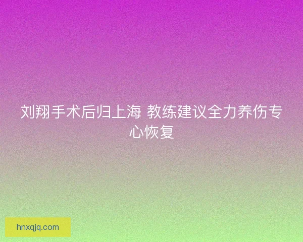 刘翔手术后归上海 教练建议全力养伤专心恢复